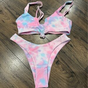 Zaful Pink and Blue Tie-Dye Bikini